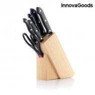 Set de cuțite cu suport din lemn InnovaGoods (6 Piese) + livrare la doar 1 RON