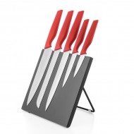 Cuțite de bucătărie cu suport magnetic Bravissima Kitchen (6 piese) - Roșu + livrare la doar 1 RON