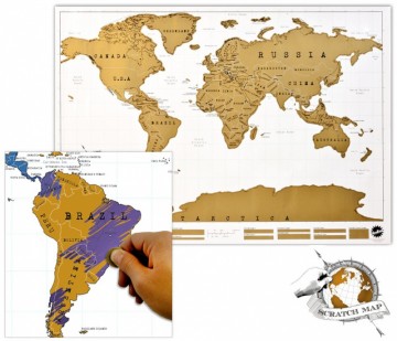 Harta Mare răzuibilă a lumii Scratch Map cu statele lumii